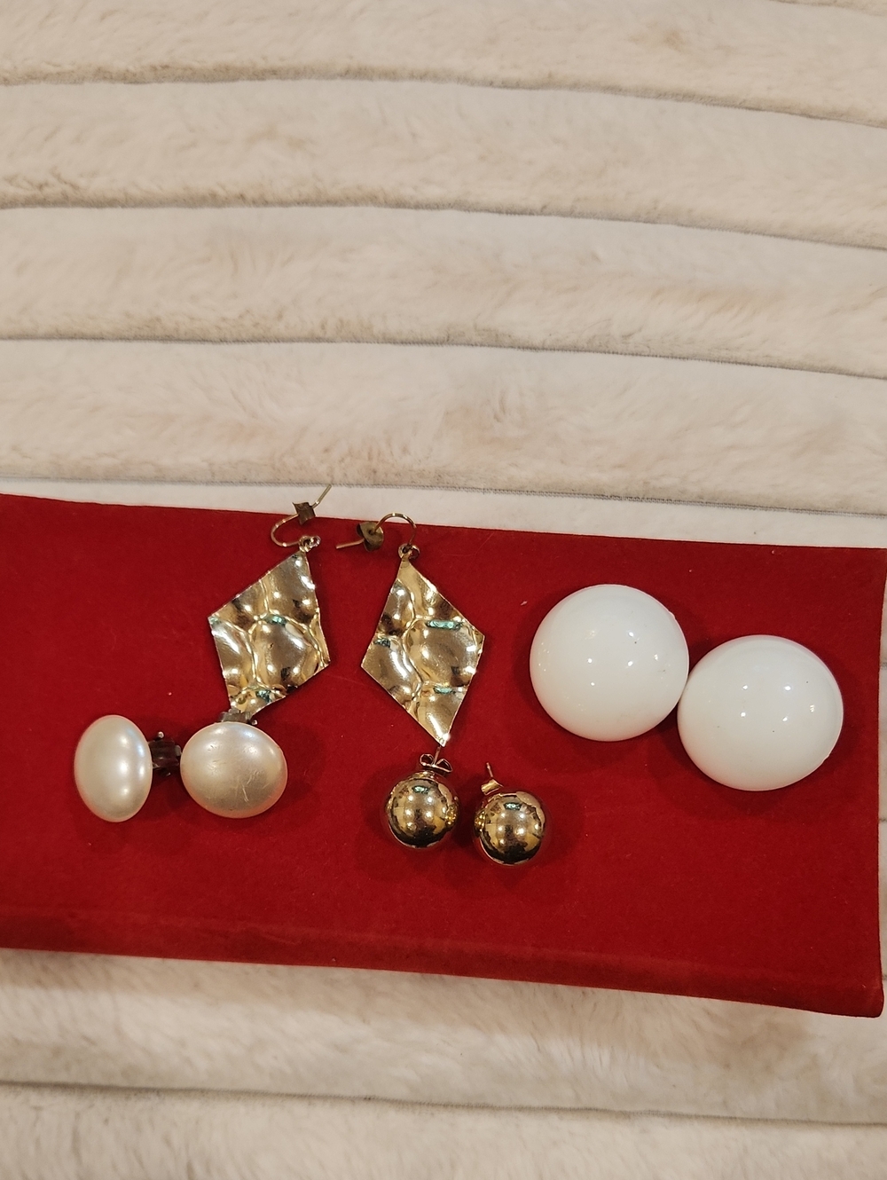 Gold-Tone, White Earrings Bundle